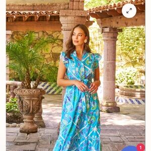 Tropical Blue Floral Maxi Dress